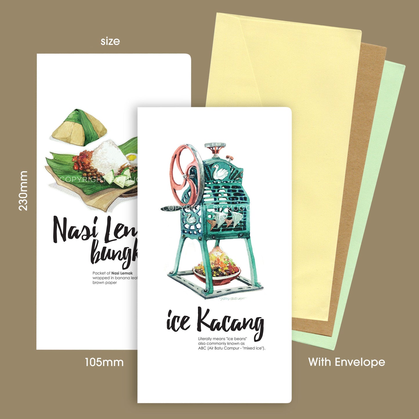 3D Pop-Up Card (Long) - Nasi Lemak
