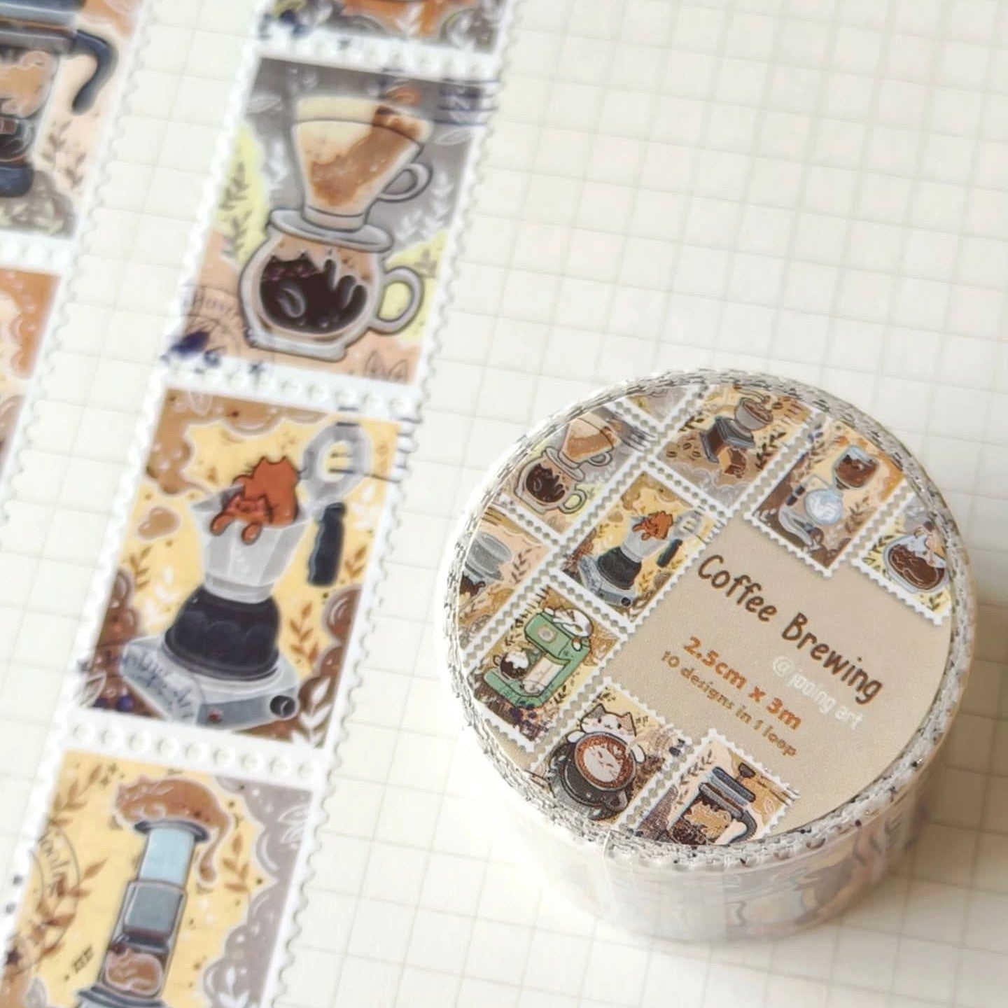 Stamp Washi Tape - Coffee Brewing