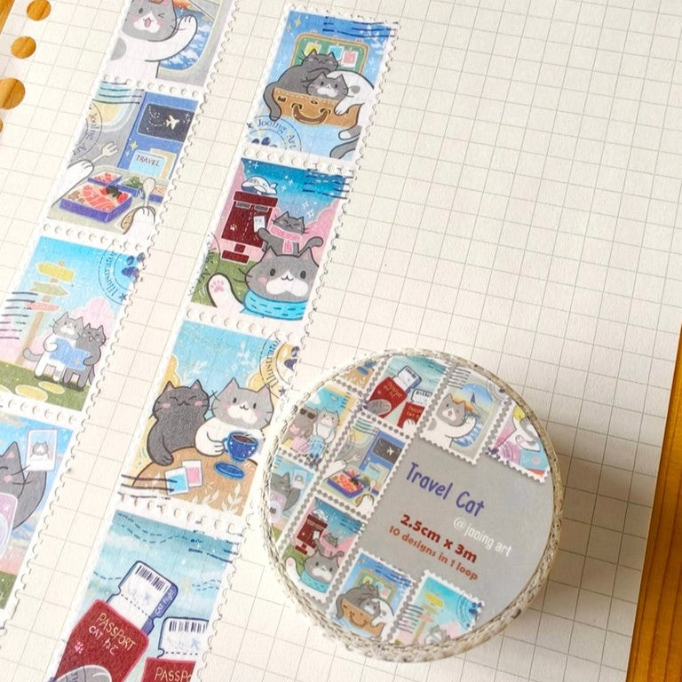 Stamp Washi Tape - Travel Cat