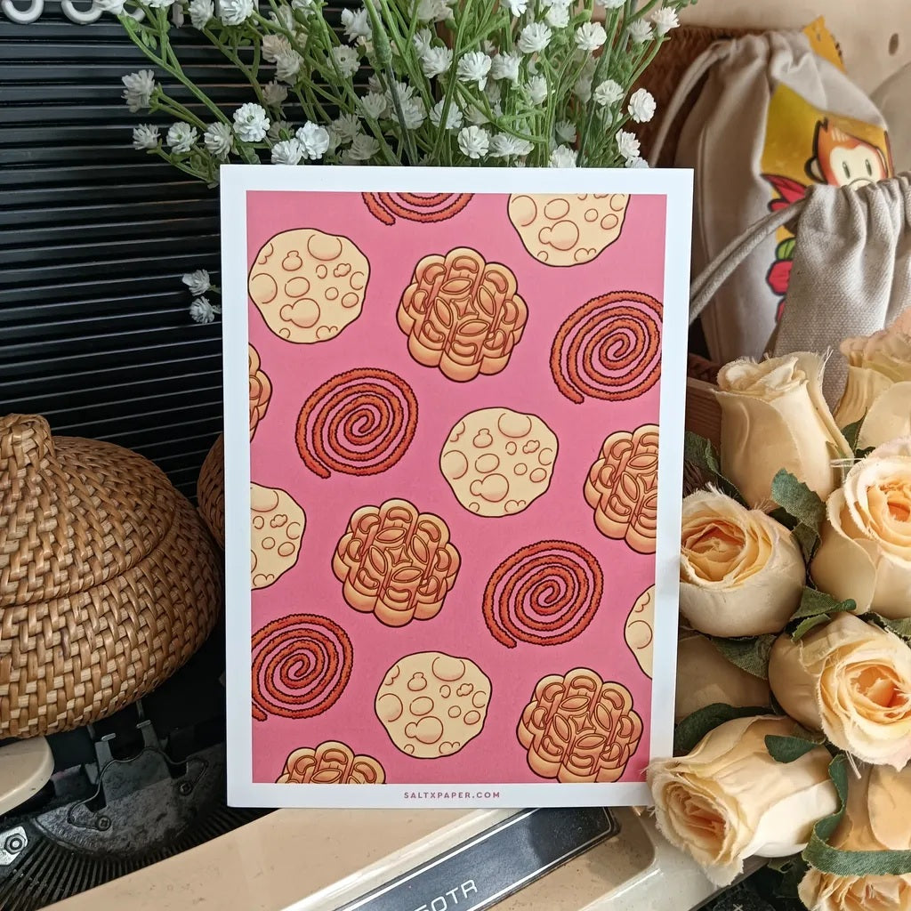 Salt x Paper Postcard - Malaysian Kuih (Pink)