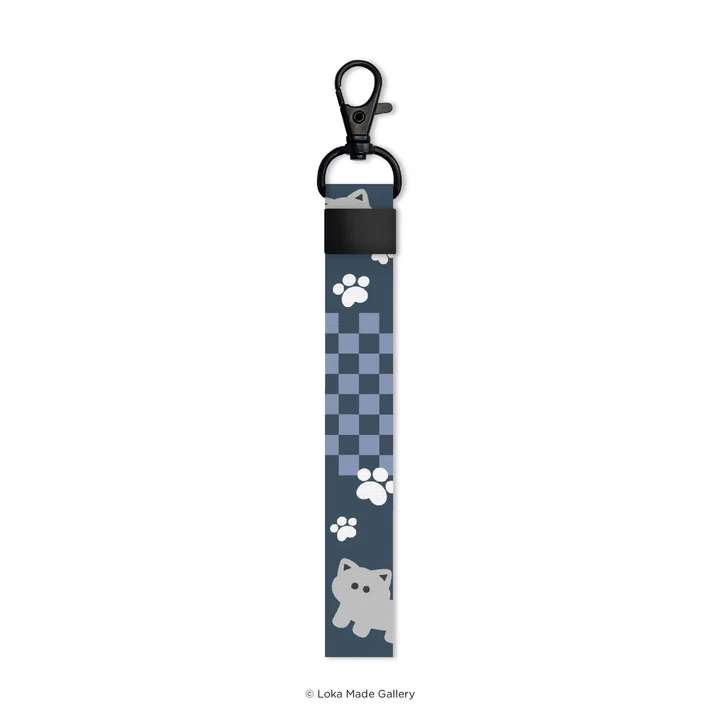 Comeow Strap 'Purrfect Paws Black' - Short Lanyard
