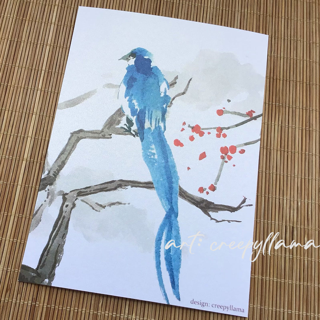 creepyllama A6 Original Print - Bluebird