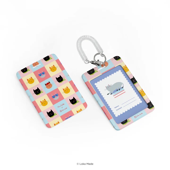 Ken Smiths x Loka Made 'Checkered Cat' - ID Tag Holder