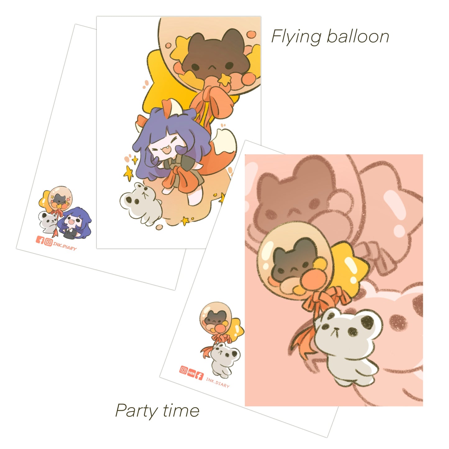 INK.DIARY Postcard - Flying balloon
