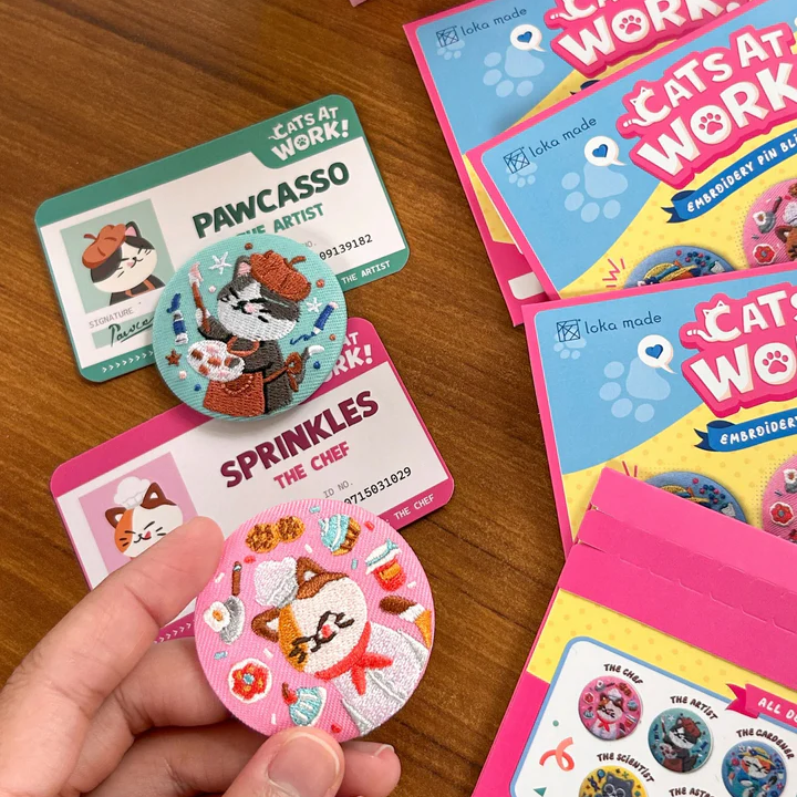 Cats At Work - Embroidery Pin Blind Bag
