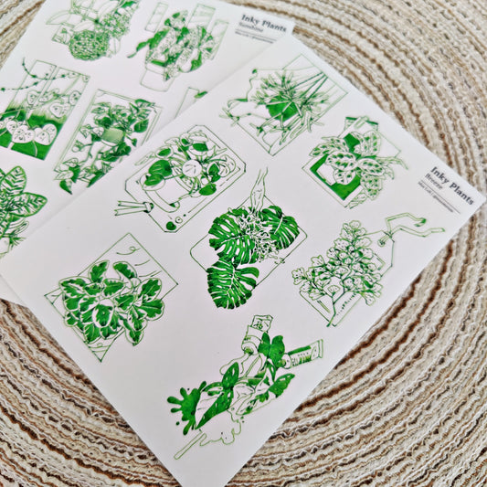 Inky Plants Breeze Washi A6 Sticker Sheet