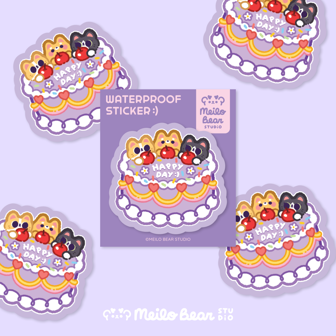 Waterproof Sticker - Happy Day Cake