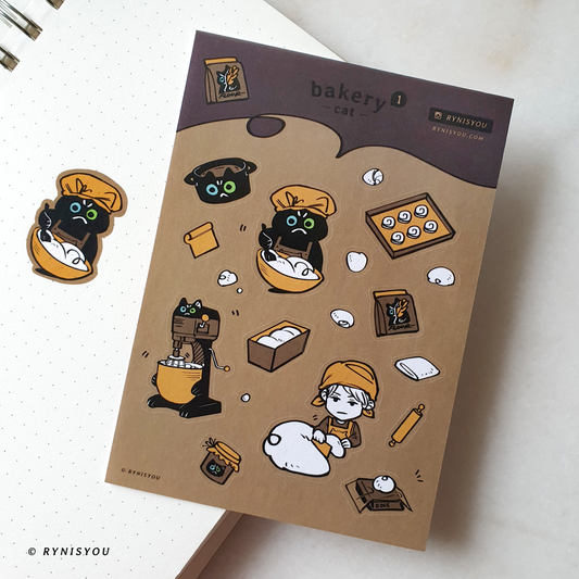 Bakery Cat ➊ Washi Sticker Sheet (A6)