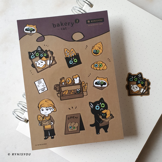 Bakery Cat ➋ Washi Sticker Sheet (A6)