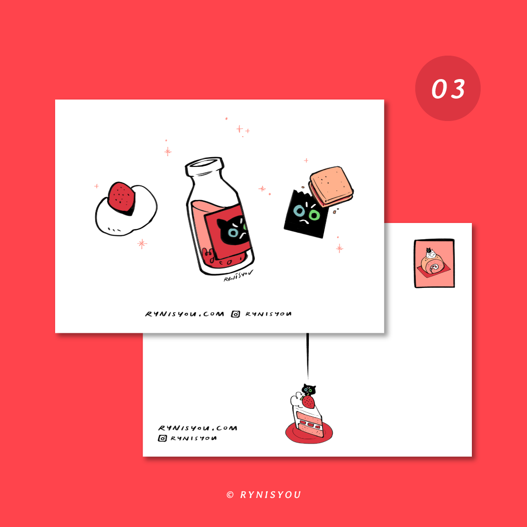 Strawberry Cat Postcard