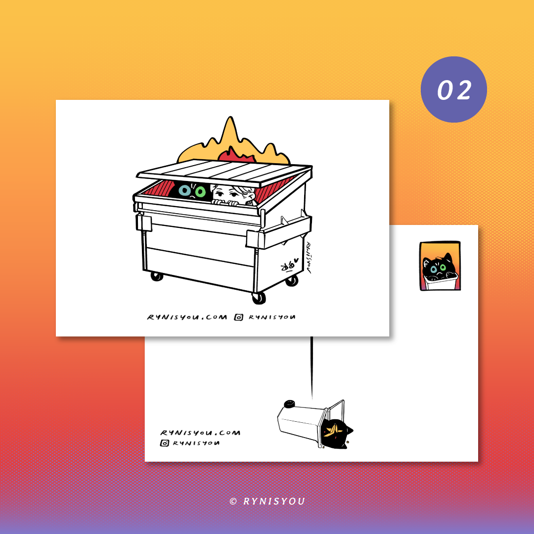 (Just As I Thought) Trash Cat Postcard (A6)