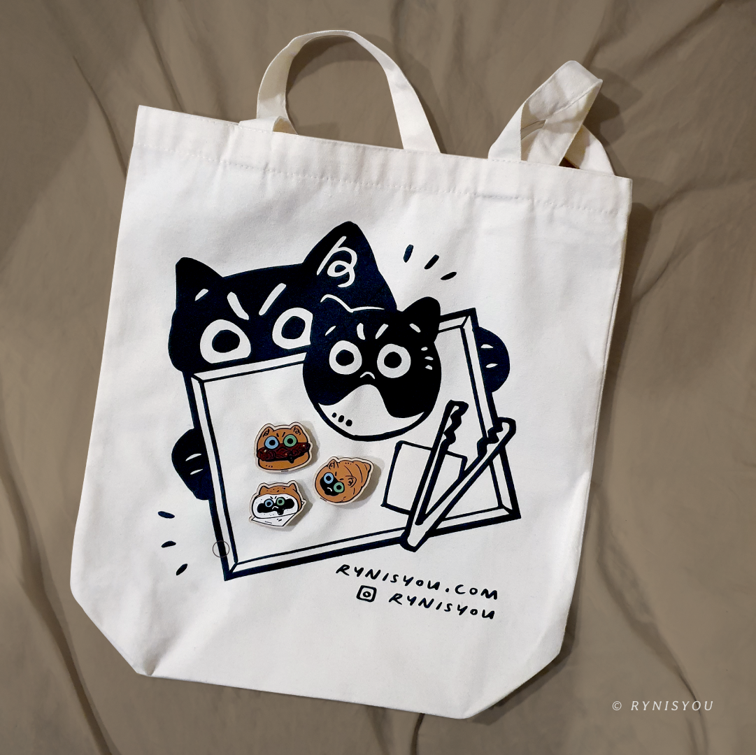 Bakery Cat Totebag - Off-White Canvas