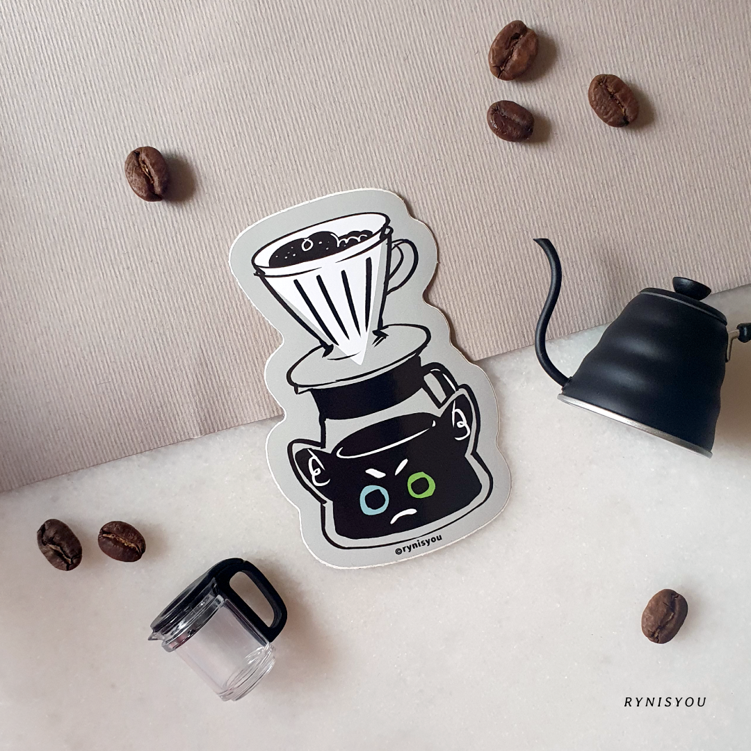 Barista Cat - v60 Vinyl Sticker