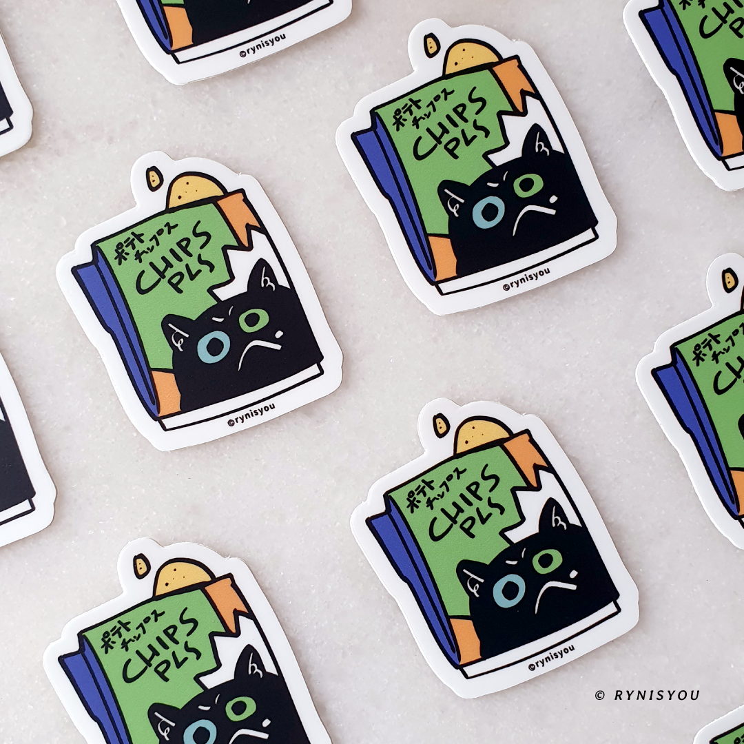 Konbini Mart - Chips Please, Cat Waterproof Vinyl Sticker