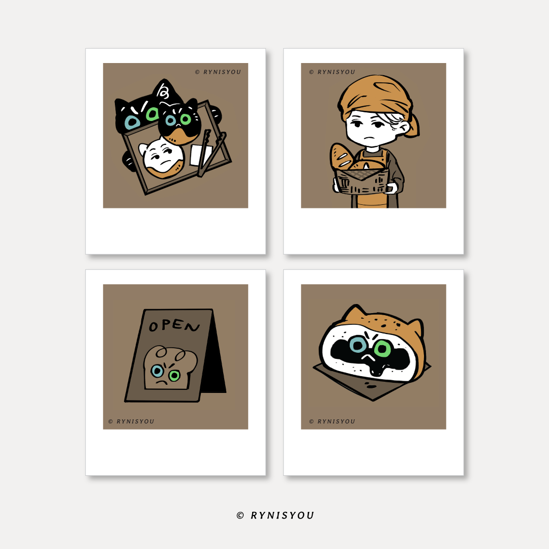 Bakery Cat ➋ mini Polaroid Sticker Set
