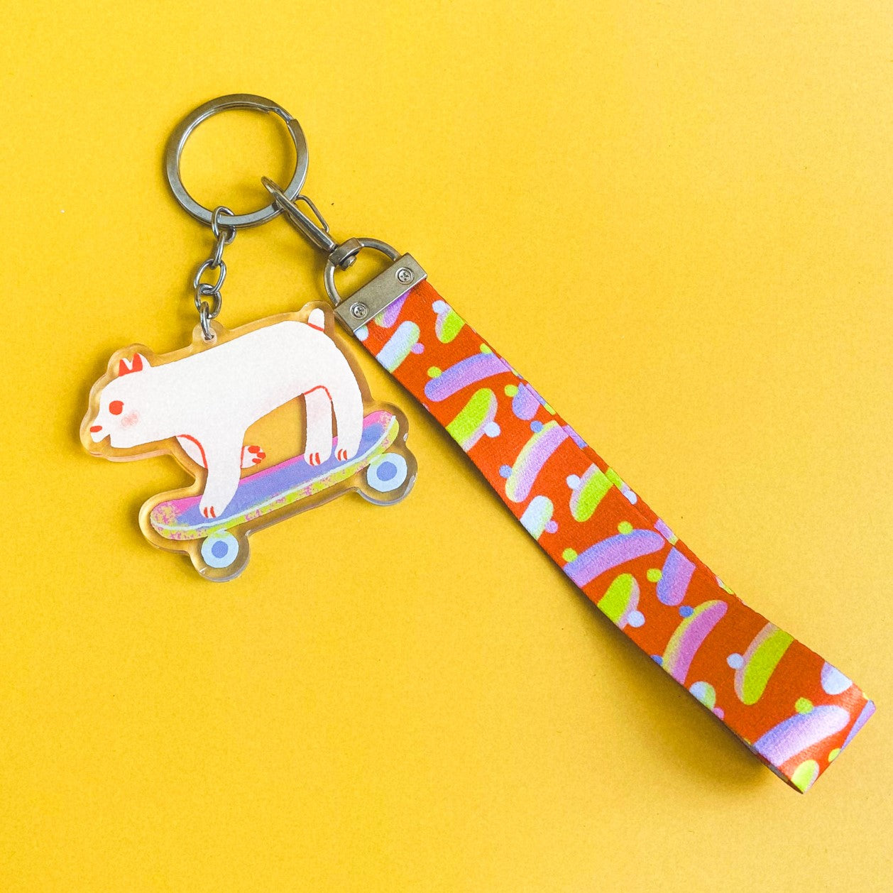 Skater Dog Lanyard Keychain