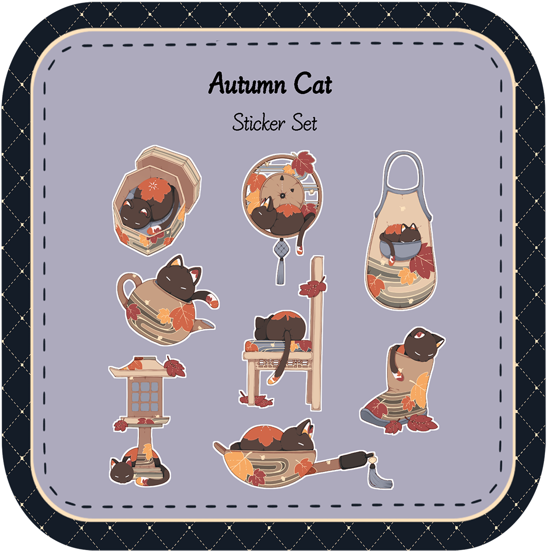 Autumn Cat Sticker Set