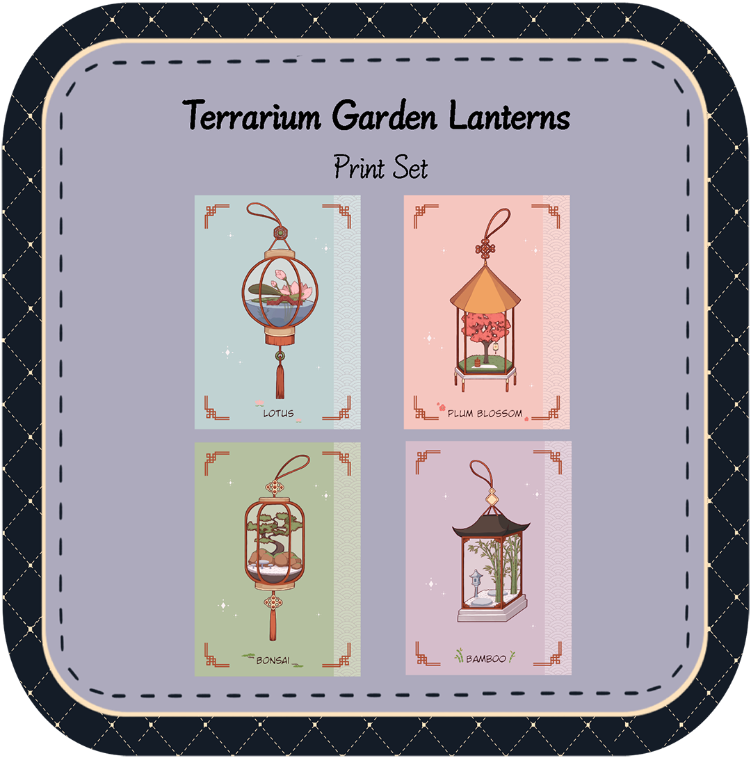 Garden Terrarium Lanterns Print Set
