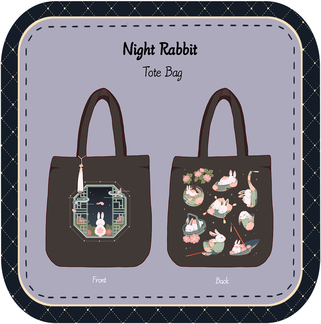 Night Rabbit Tote Bag