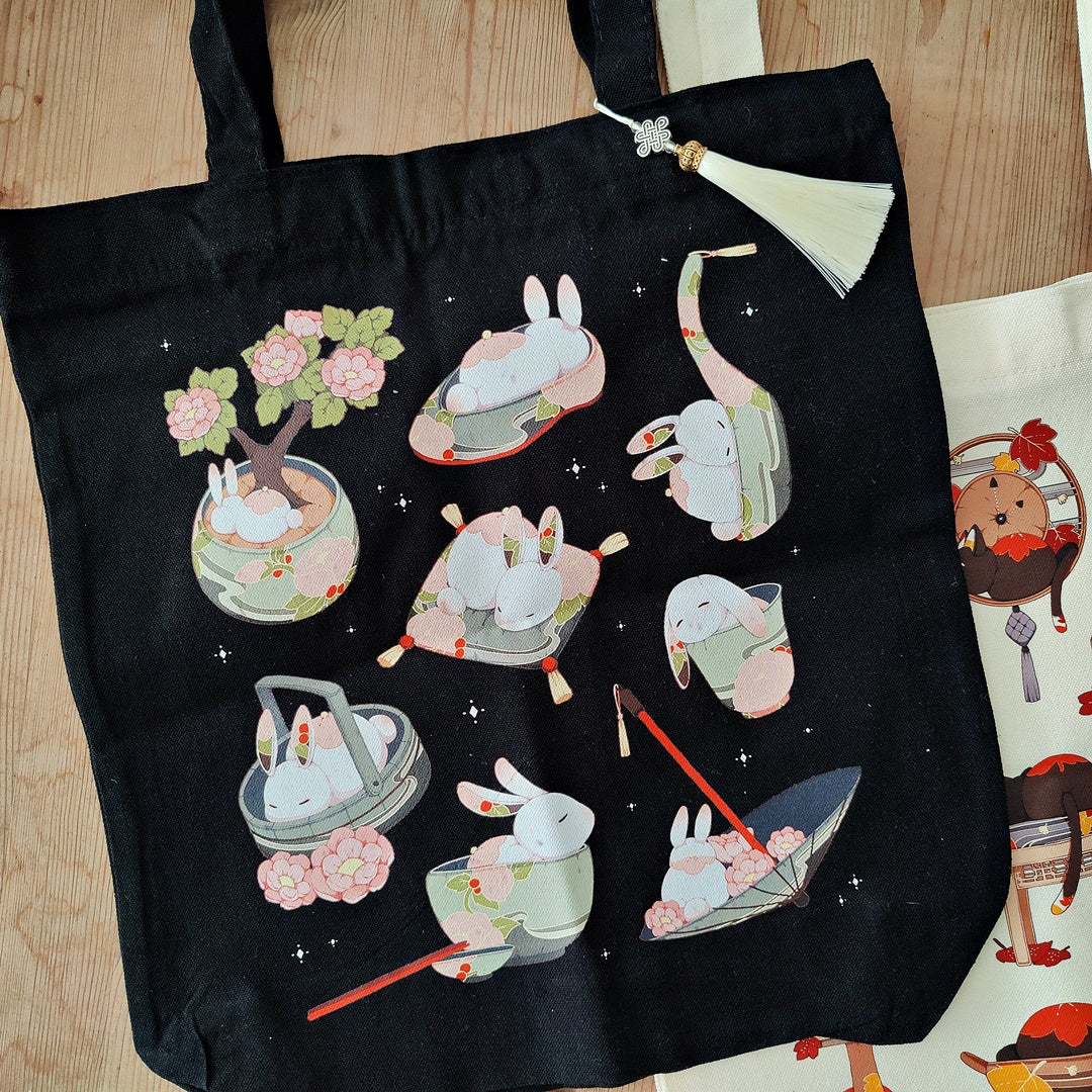 Night Rabbit Tote Bag