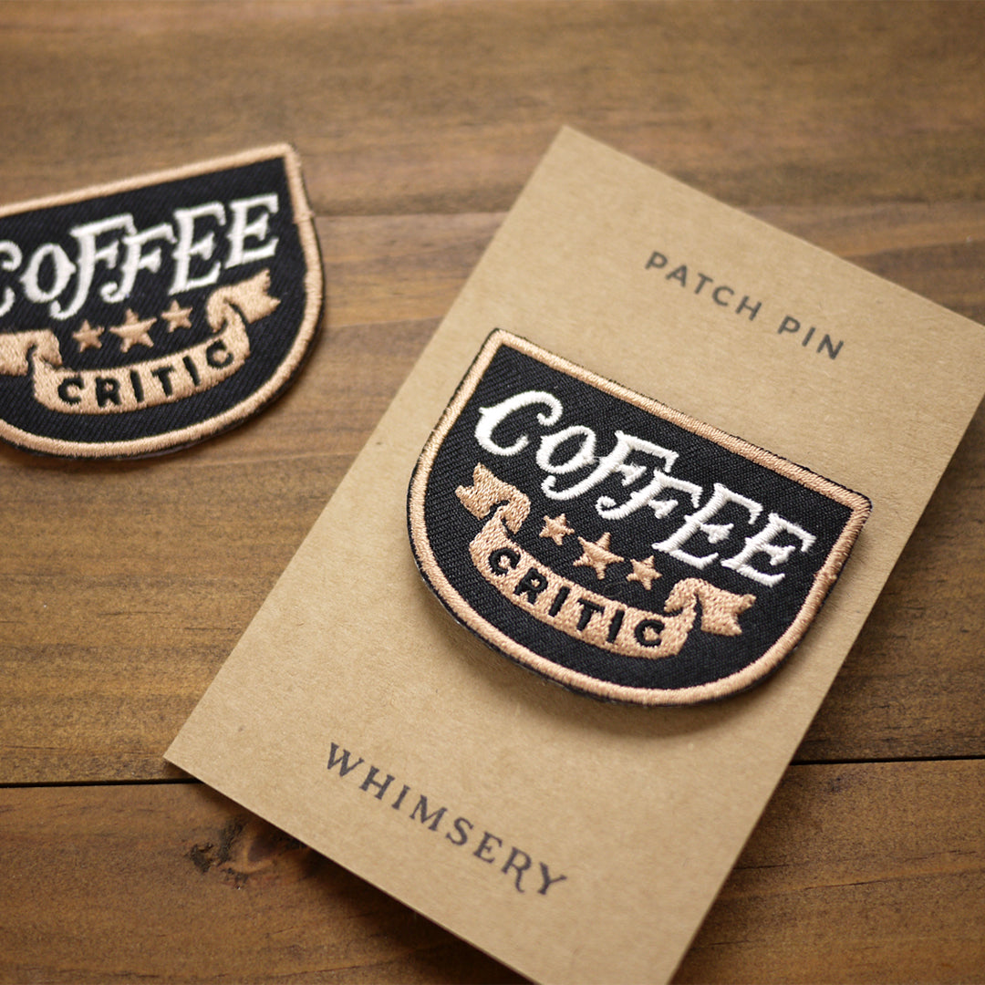 Book Junkie & Coffee Critic Embroidered Patch Pin