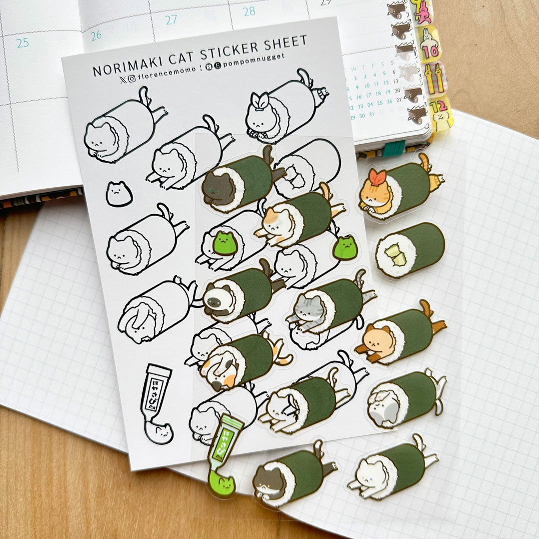 florencemomo Sticker Sheet | Norimaki Cat