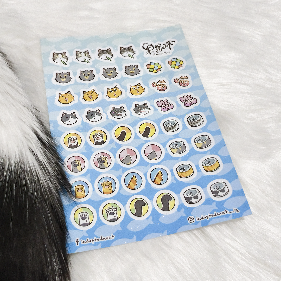 果醬日常 iAdoptedACat : Sticker Sheet (Blue)