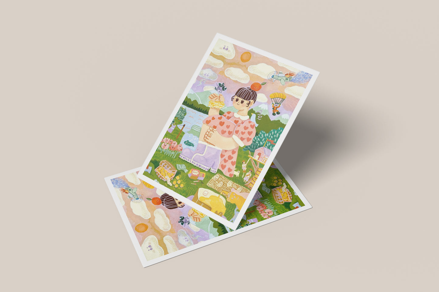 Peachy Girl in a Messy World Art Print