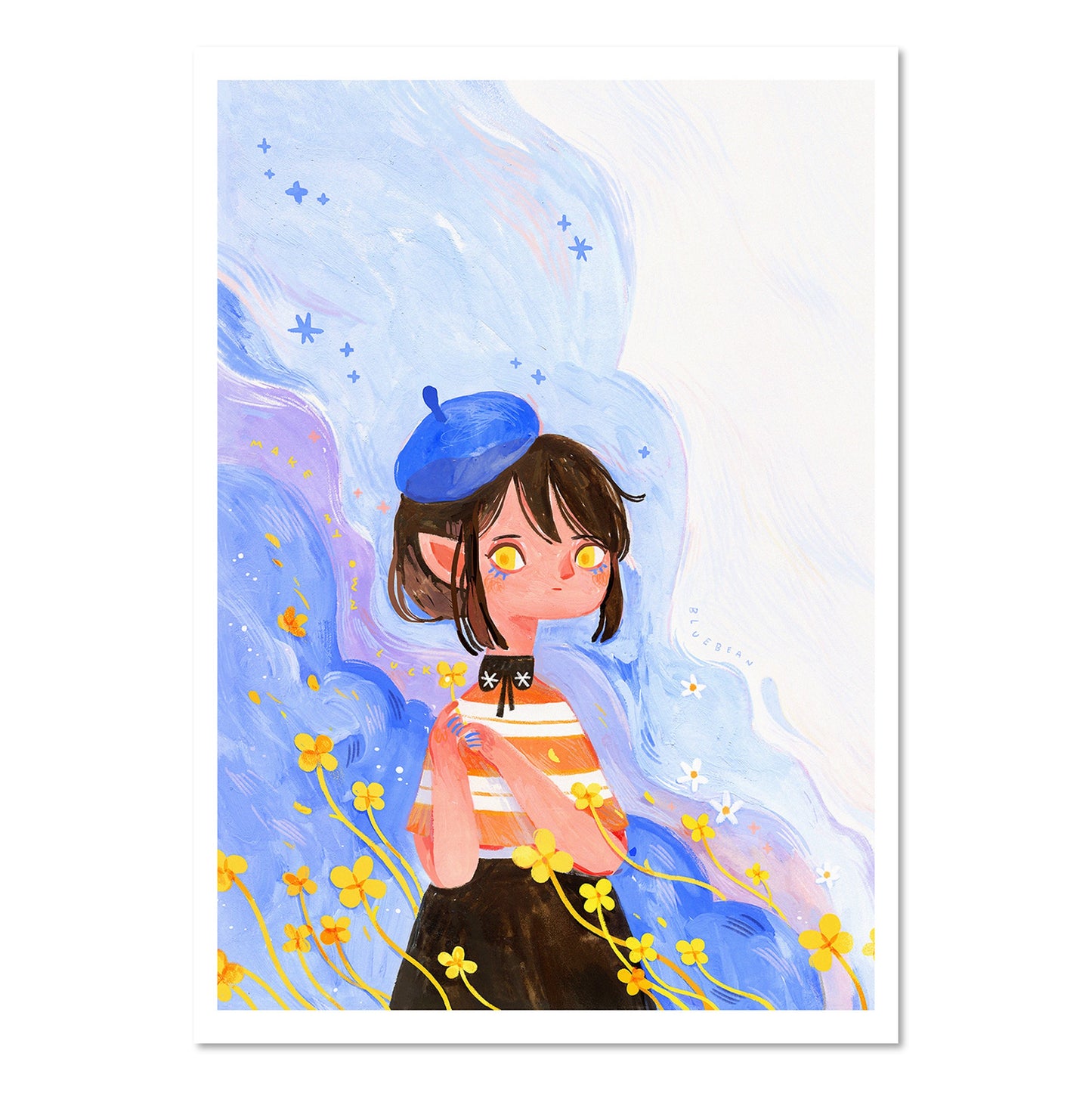 BlueBean Lucky Yellow Illustration / Art Print