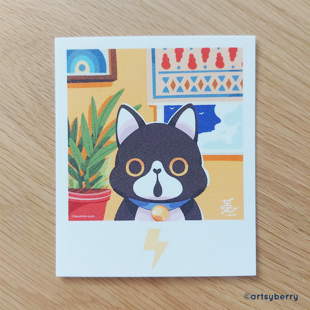 Sparkly Art Print // Mini Polaroid: Kuro Neko