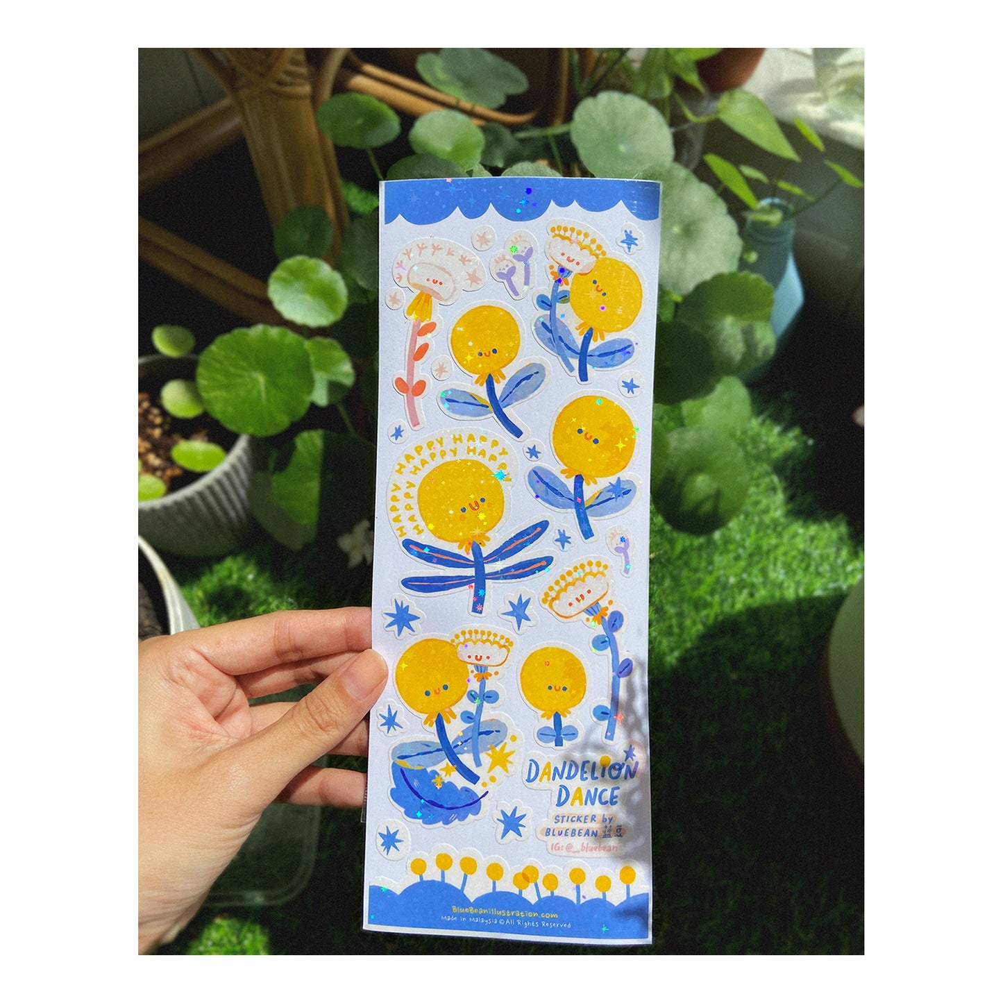 BlueBean Dandelion Dance Holo Glitter Sticker Sheet