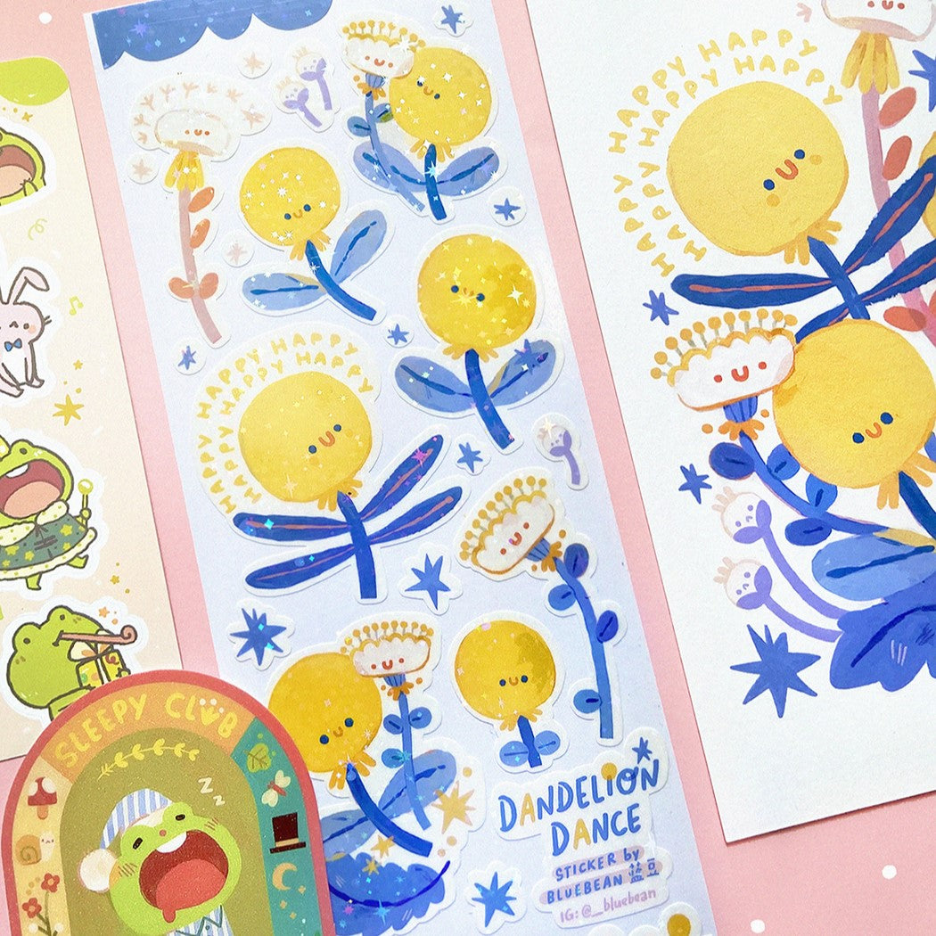 BlueBean Dandelion Dance Holo Glitter Sticker Sheet