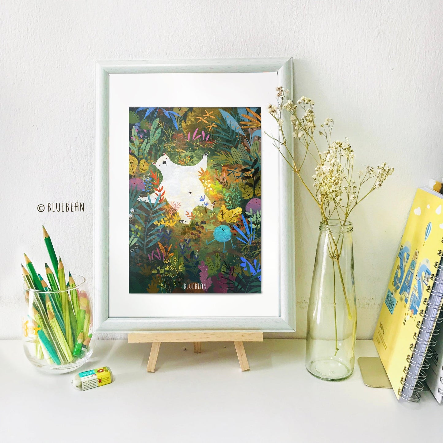 BlueBean Resting in Forest illustration Art