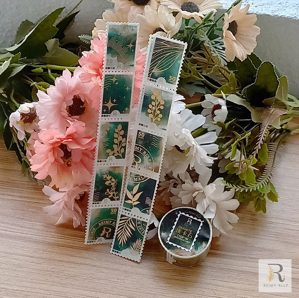 Gold Foil Stamp Washi - Ekanite | Green Stone