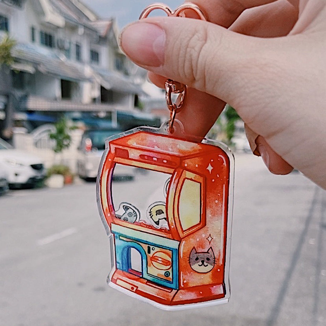 Neko Gachapon Double-sided Shaking Keychain