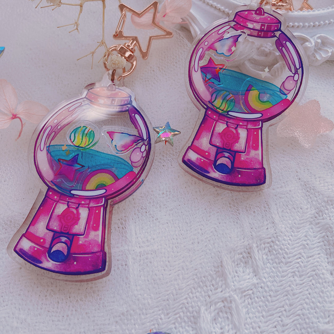 Bonbon Machine Double-sided Shaking Keychain