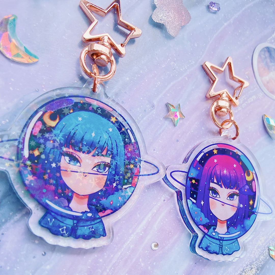Dream Cosmonaut Glitter Double-sided Keychain