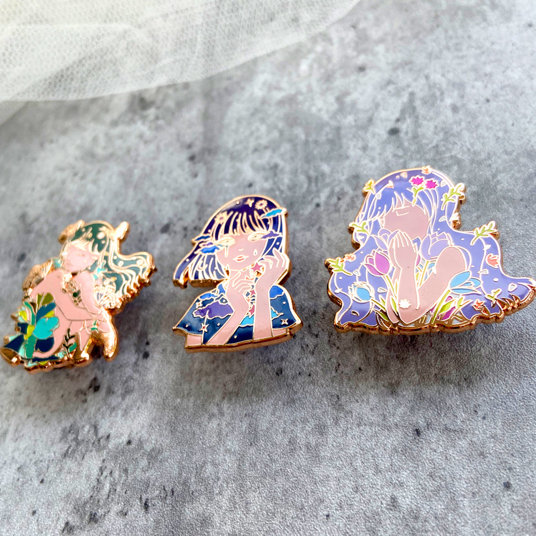 Butterfly Waltz on Bloom Hard Rose Gold Enamel Pin