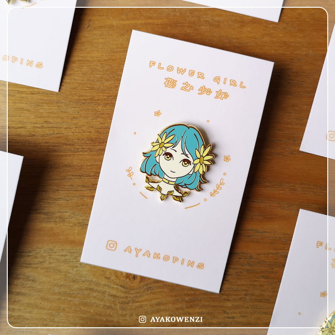 Sunflower Girl Enamel Pin
