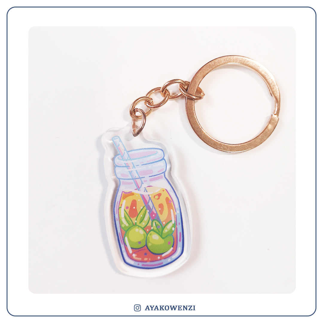 Flower Bottle Acrylic Keychain