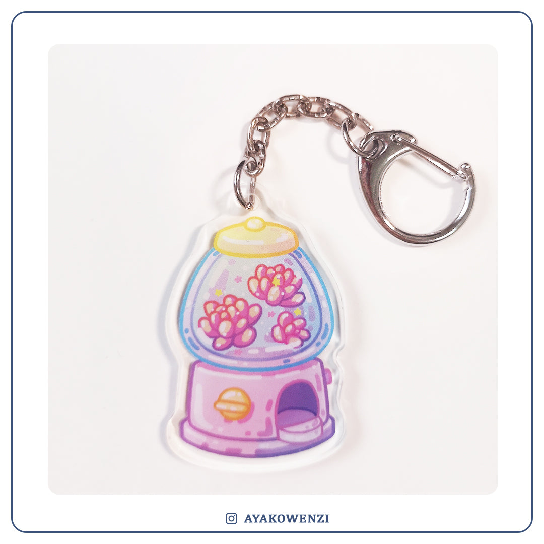 Flower Gacha Machine Acrylic Keychain