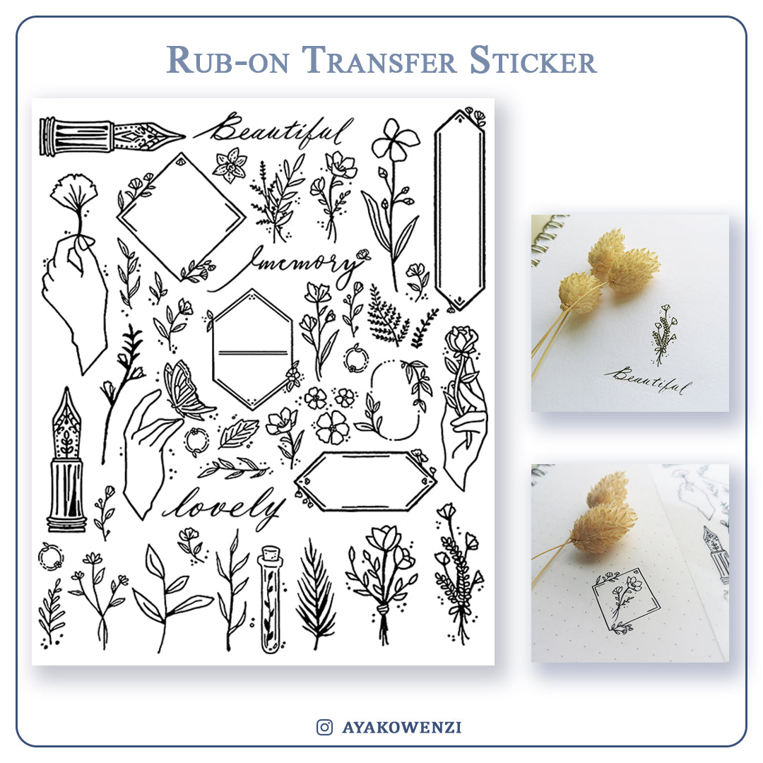 Flowers Rub On Sticker Sheet