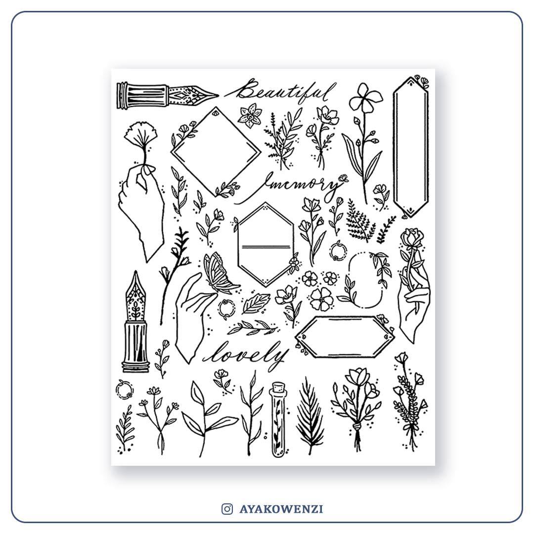 Flowers Rub On Sticker Sheet