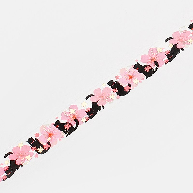BGM Washi Tape | Cherry Blossoms / Black Cat
