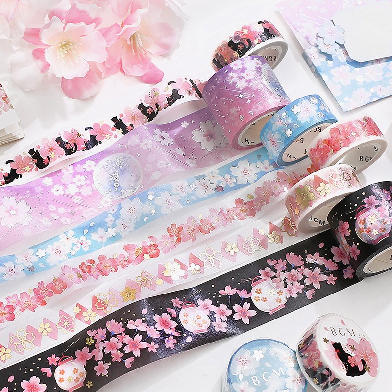 BGM Washi Tape | Cherry Blossoms / Black Cat