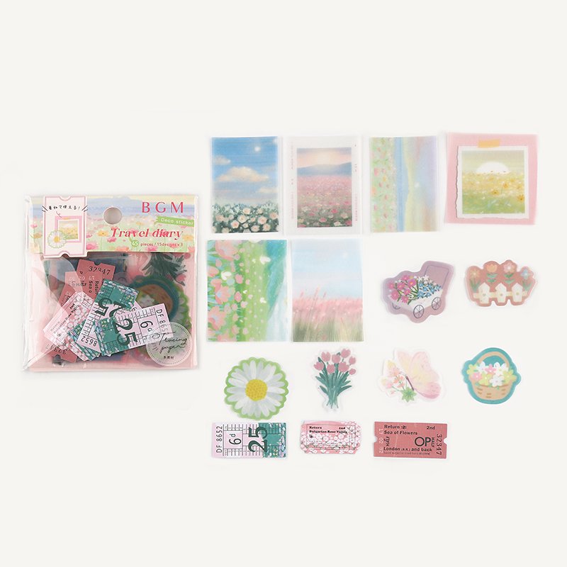BGM Tracing Paper Seal | Travel Diary - Flower Field