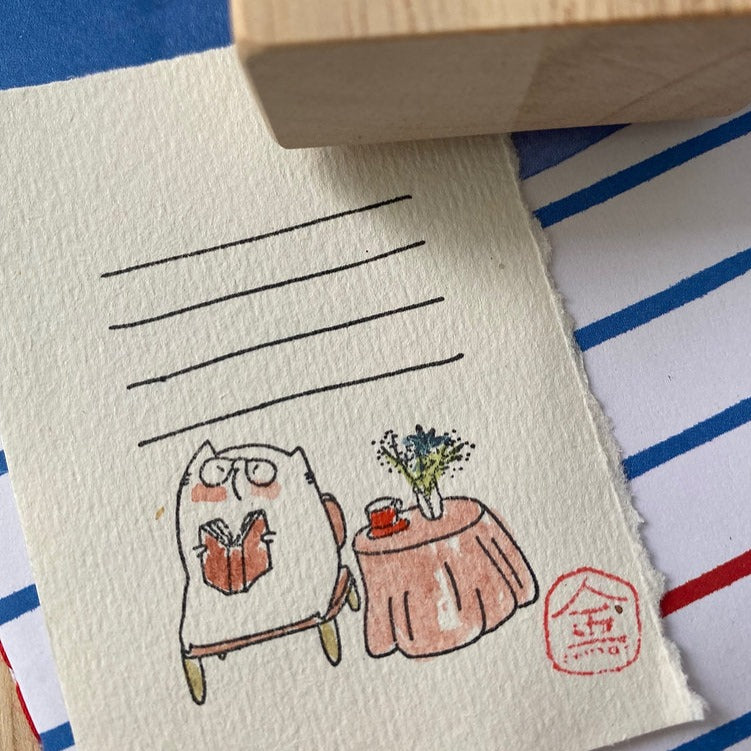 Catdoo rubber stamp - Coffee & Book label stamp (CD3691324)