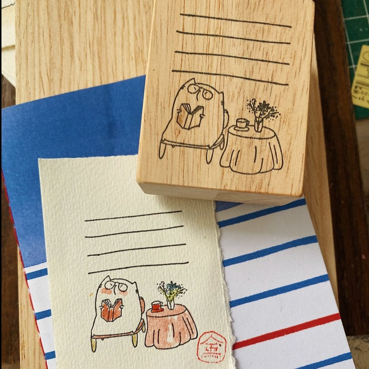Catdoo rubber stamp - Coffee & Book label stamp (CD3691324)