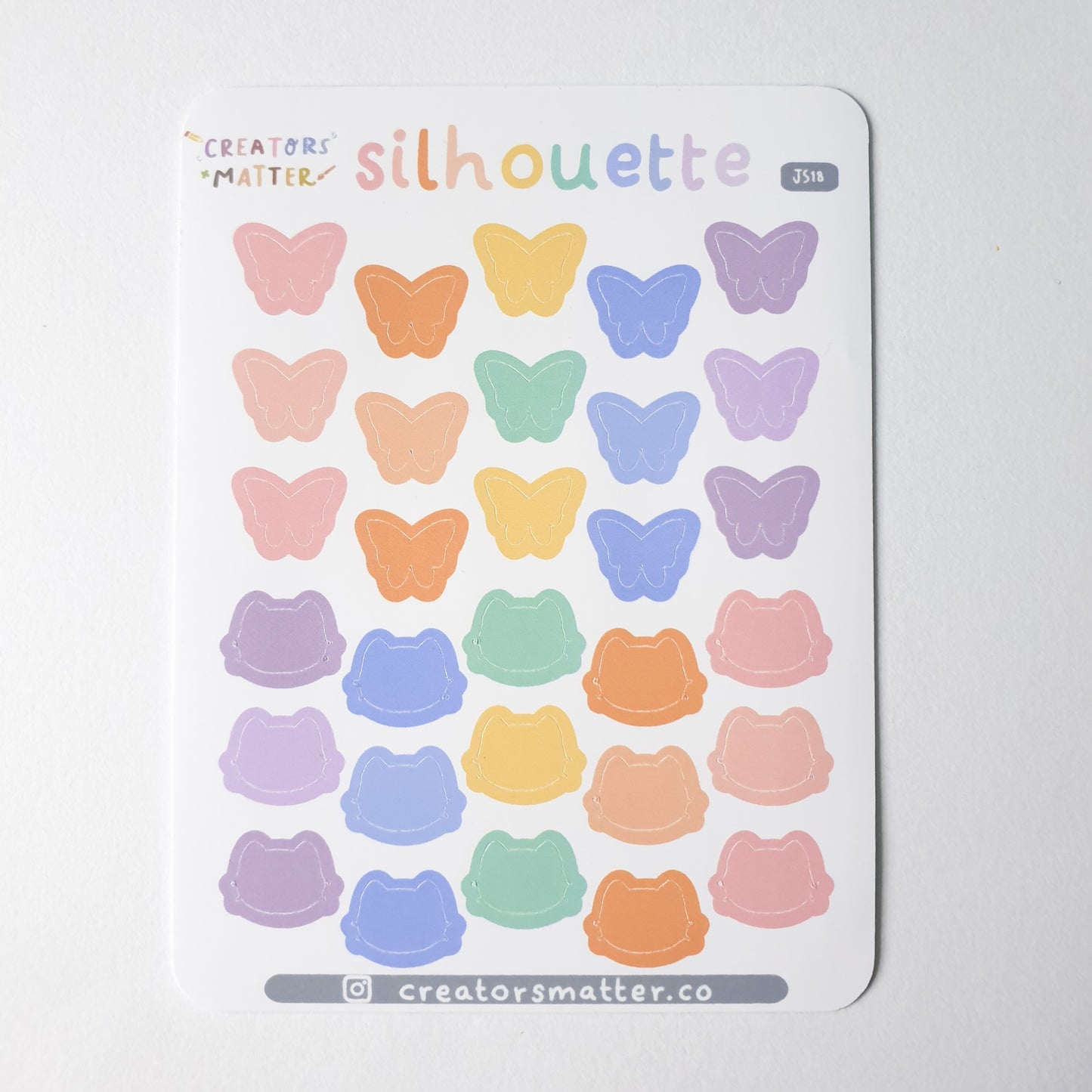 Silhouette (Butterflies & Cats) Sticker Sheet