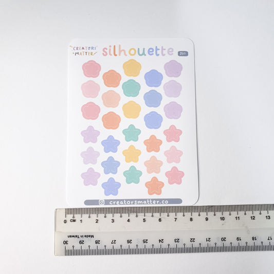 Silhouette (Flowers & Stars) Sticker Sheet